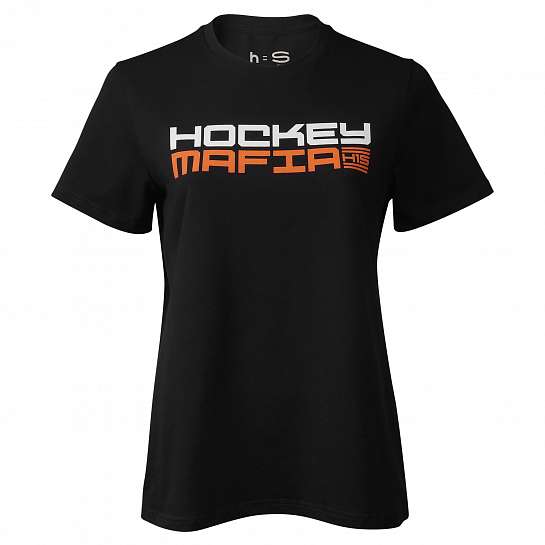 Футболка женская "Hockey Mafia". Серый принт на спине.