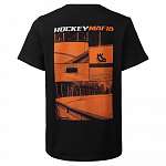 Футболка женская "Hockey Mafia". Оранжевый принт на спине.