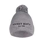 Шапка мужская "Hockey Mafia.Est 1981" серая с помпоном