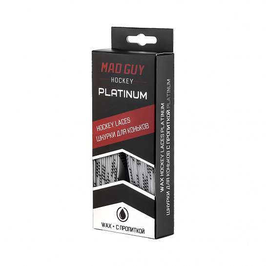 Шнурки для коньков с пропиткой PLATINUM MAD GUY (274 см, бел/черн)