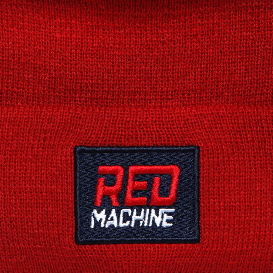Шапка трикотажная вязаная красная "Red Machine" без помпона