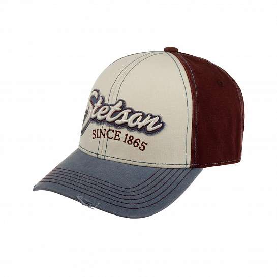 Бейсболка STETSON арт. 7721143 BASEBALL CAP VINTAGE DISTRESSED (белый / голубой / бордовый)