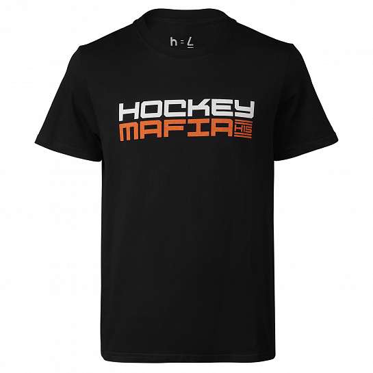 Футболка мужская "Hockey Mafia. Оранжевый принт на спине.