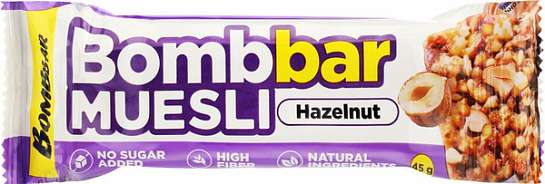 Батончик мультизлаковый "BOMBBAR" фундук 45 г х 30