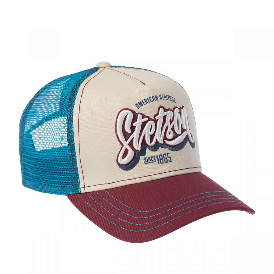 Бейсболка STETSON арт. 7741108 TRUCKER CAP ONE FOR ALL (бежевый / бордовый)