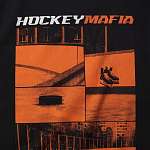 Футболка женская "Hockey Mafia". Оранжевый принт на спине.