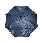 Зонт-трость с автоматическим включением темно-синий с ручной росписью