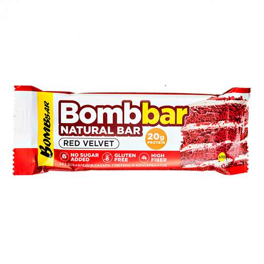 ТМ "BOMBBAR" Батончик неглазированный со вкусом "Красный бархат" 60г