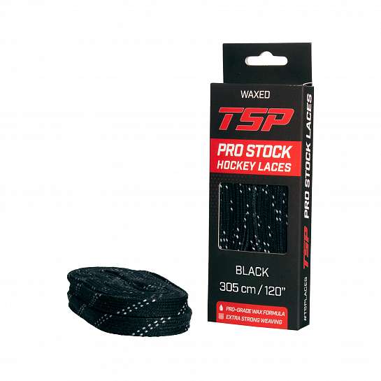 TSP Шнурки хоккейные с пропиткой - серия PRO STOCK Waxed (Black)