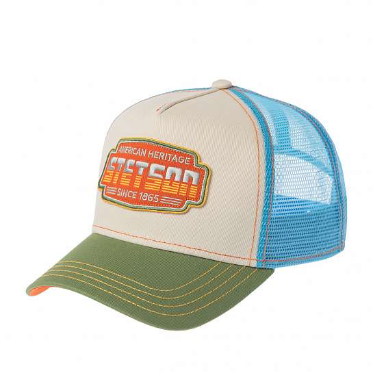 Бейсболка STETSON арт. 7741102 TRUCKER CAP LIGHTNING (кремовый / зеленый)