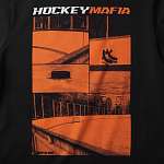 Футболка женская "Hockey Mafia". Оранжевый принт на спине.