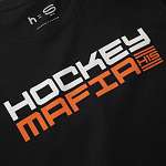 Футболка женская "Hockey Mafia". Оранжевый принт на спине.