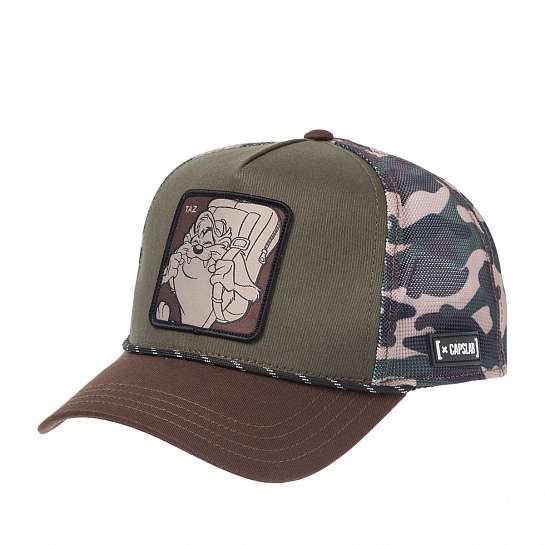 Бейсболка CAPSLAB арт. CL/LOO11/1/PCT/HIK Looney Tunes Taz (оливковый / темно-коричневый)