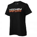 Футболка женская "Hockey Mafia". Серый принт на спине.